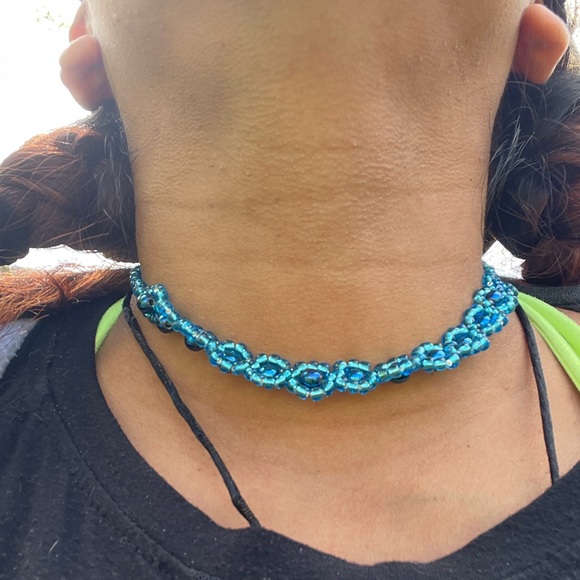 Light blue hematite choker necklace set - Picture 7 of 7